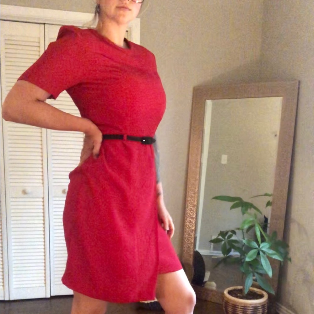 Vintage 1980’s red dress with slit